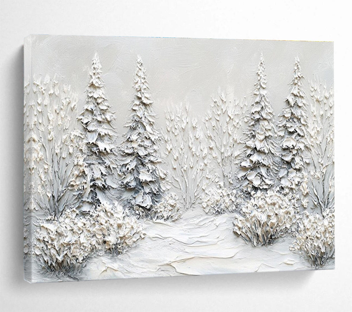 Textured Snowy Forest Abstract Painting THY422