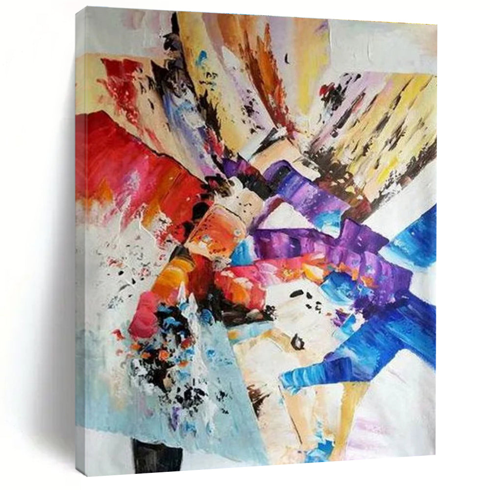 Colorful Cubist - inspired Abstract Painting with Fragmented Forms ADGE418