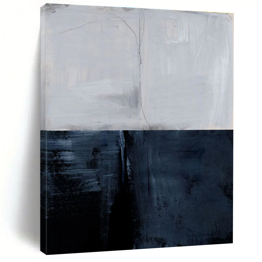 Two - tone Abstract with Gray and Blue Divisions Painting ADGE206