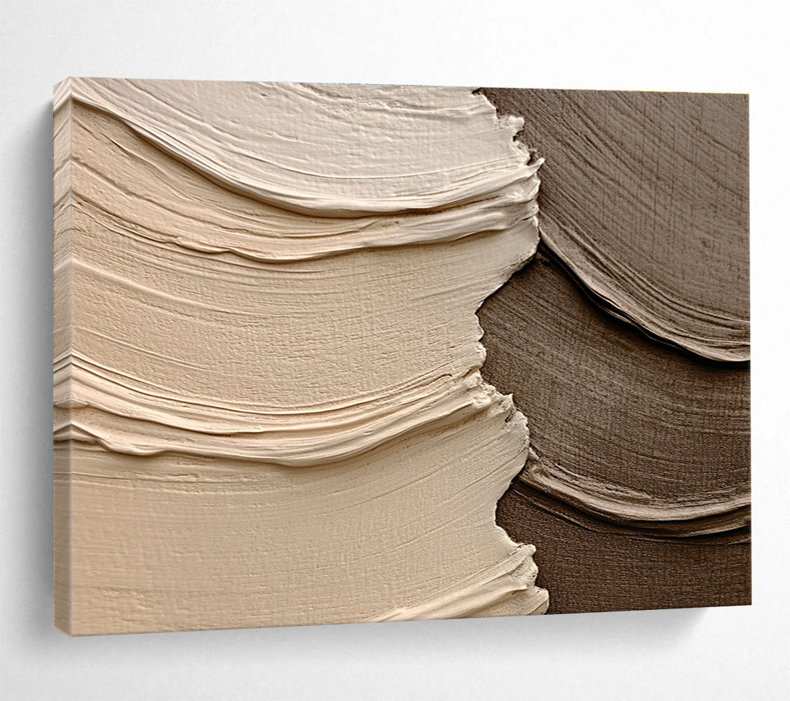 Beige Brown Textured - Rippled Shapes Abstract Painting DYP041