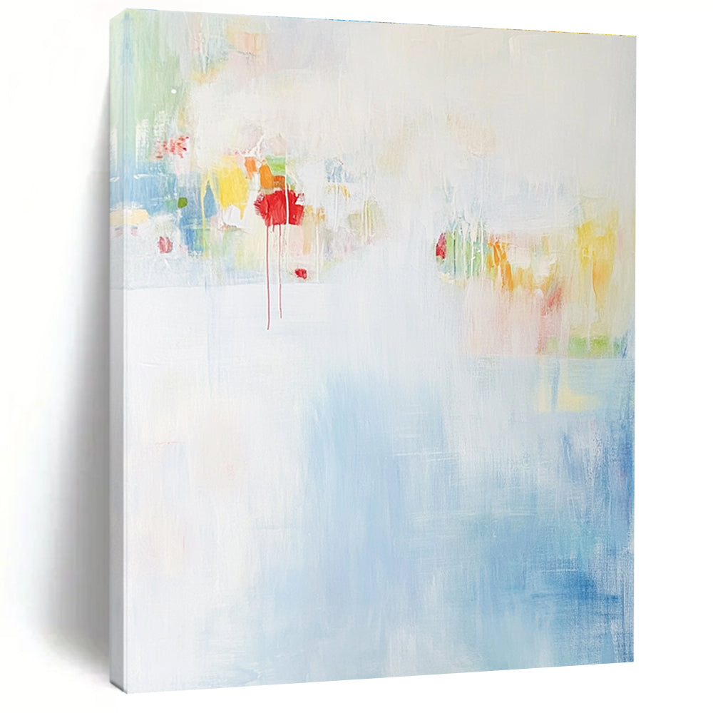 Light - hued Colorful Abstract Painting with Subtle Drips GER411
