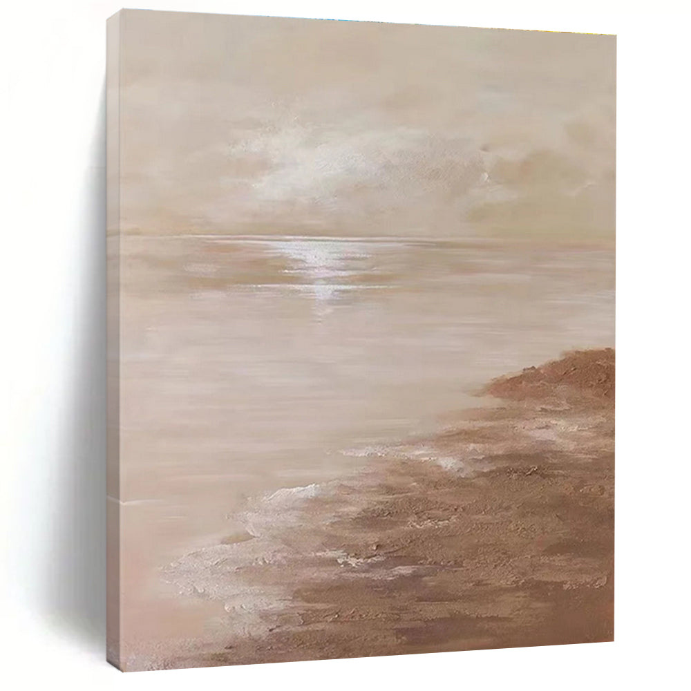 Beige - Toned Seaside Abstract Painting ADGE341