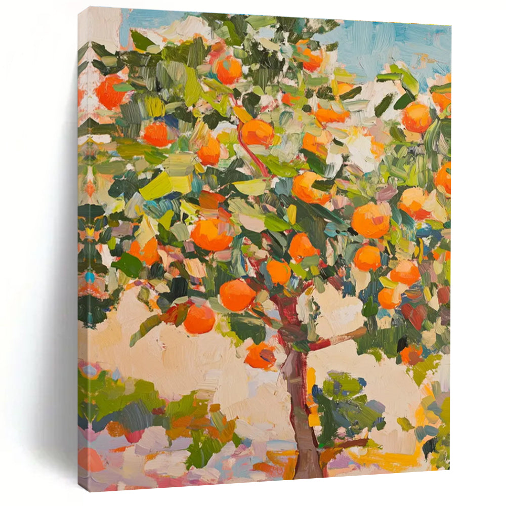 Expressive Orange Tree Art Painting with Dynamic Brushstrokes ADGE439