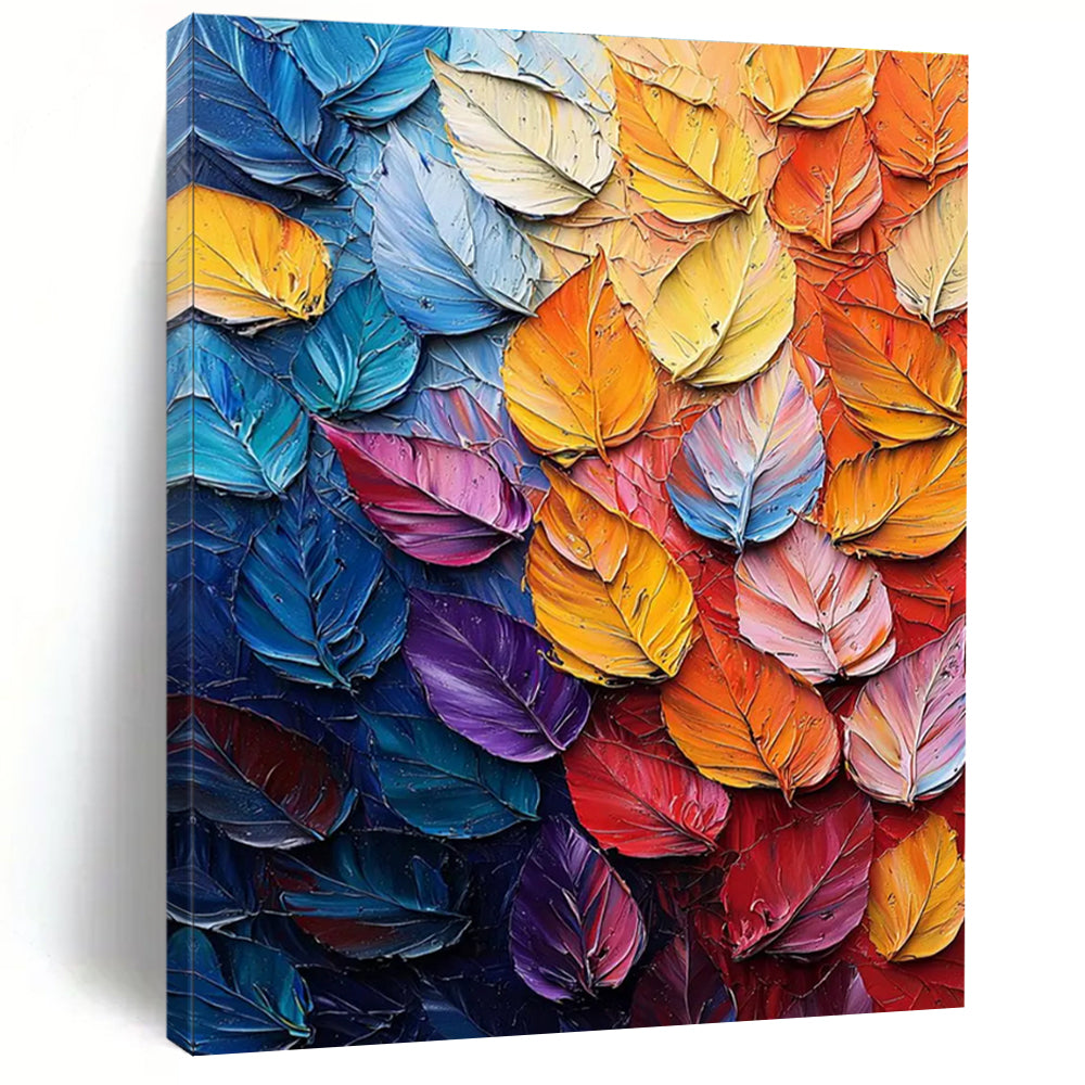 Colorful Leaf Abstract Painting with a Spectrum of Colors ADGE424