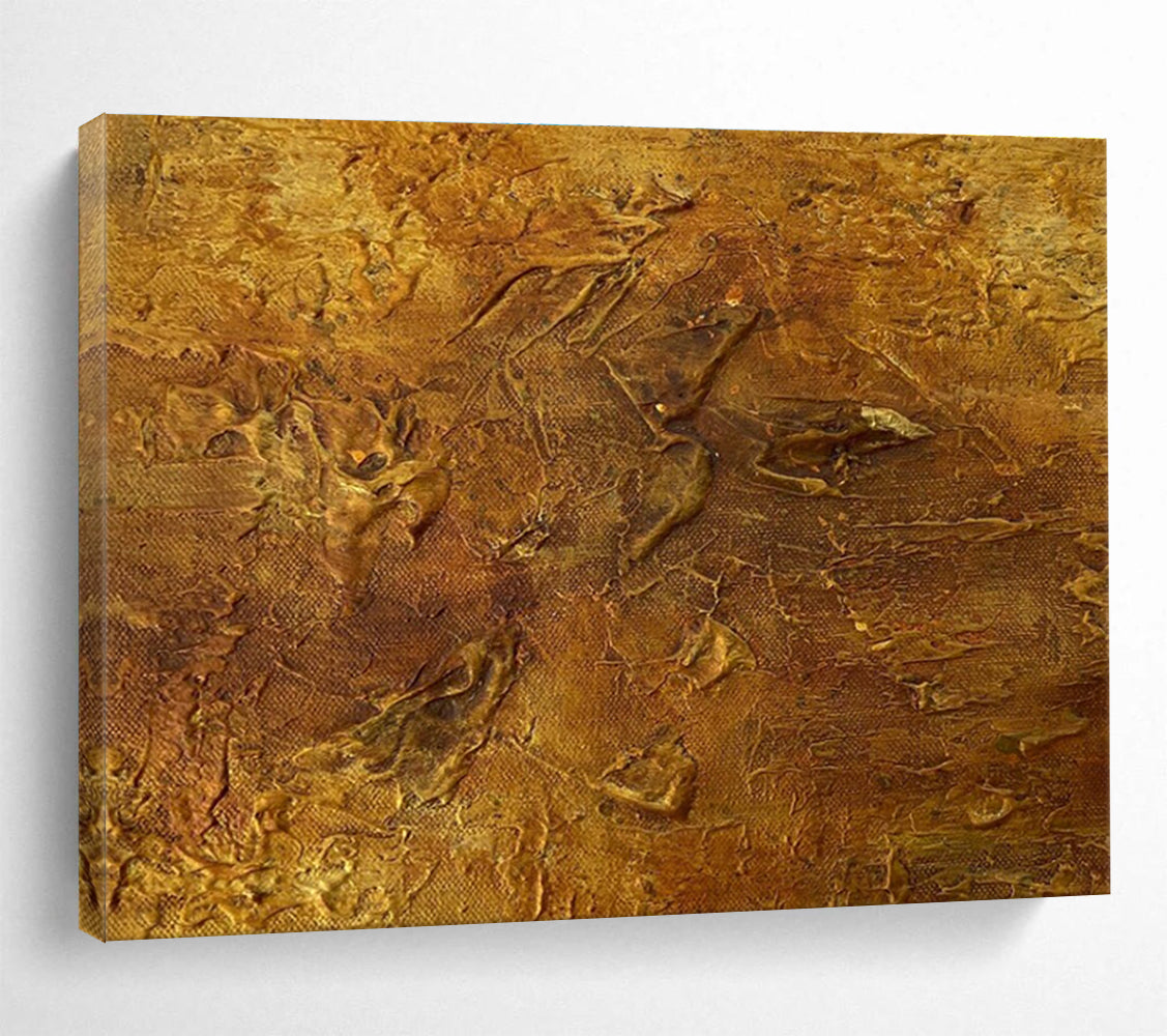 Golden Textured Abstract Painting with Rich Metallic Hues THY333