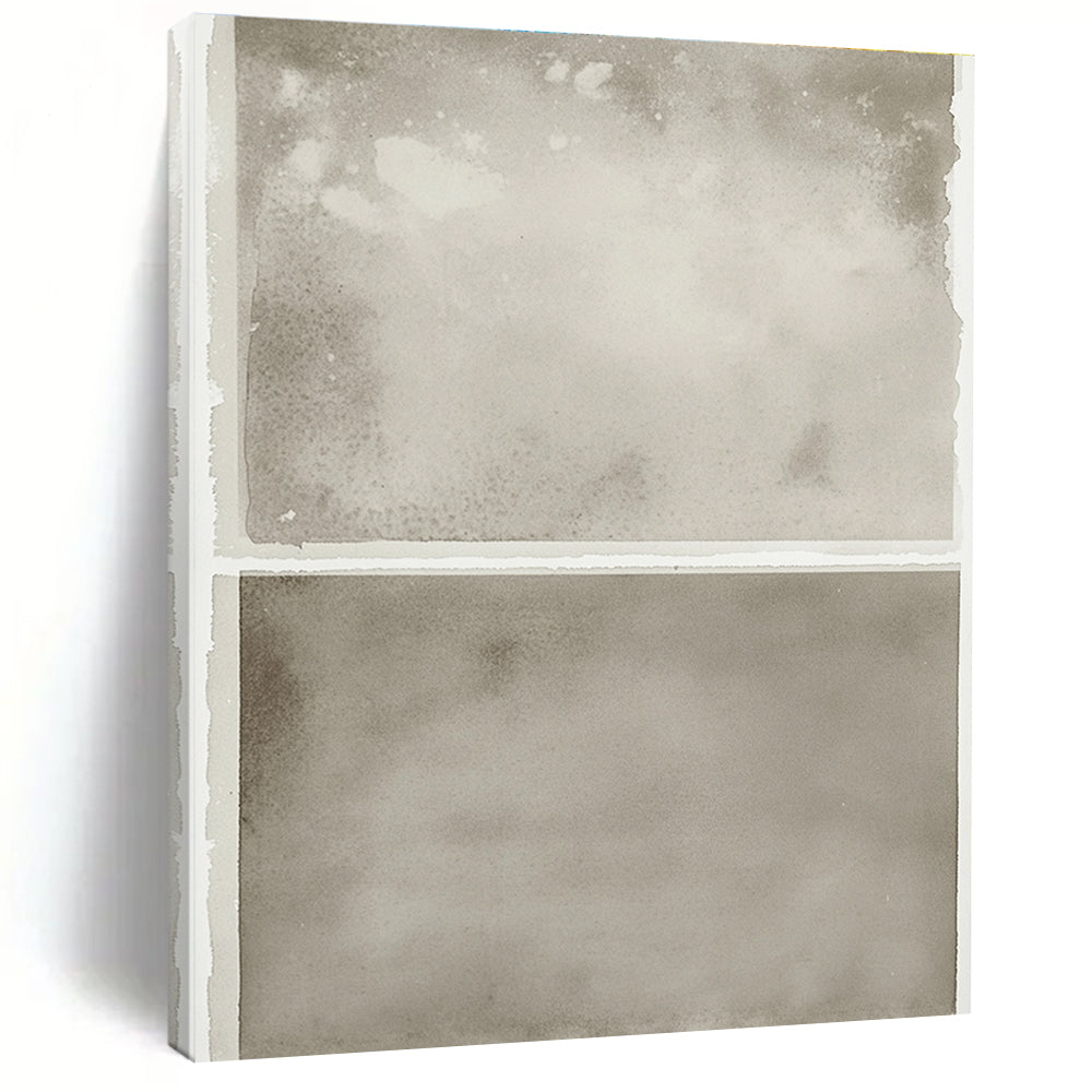 Large abstract watercolor prints in grayish-beige on clean white paper with a spacious blank area below for versatile display.STSC1454