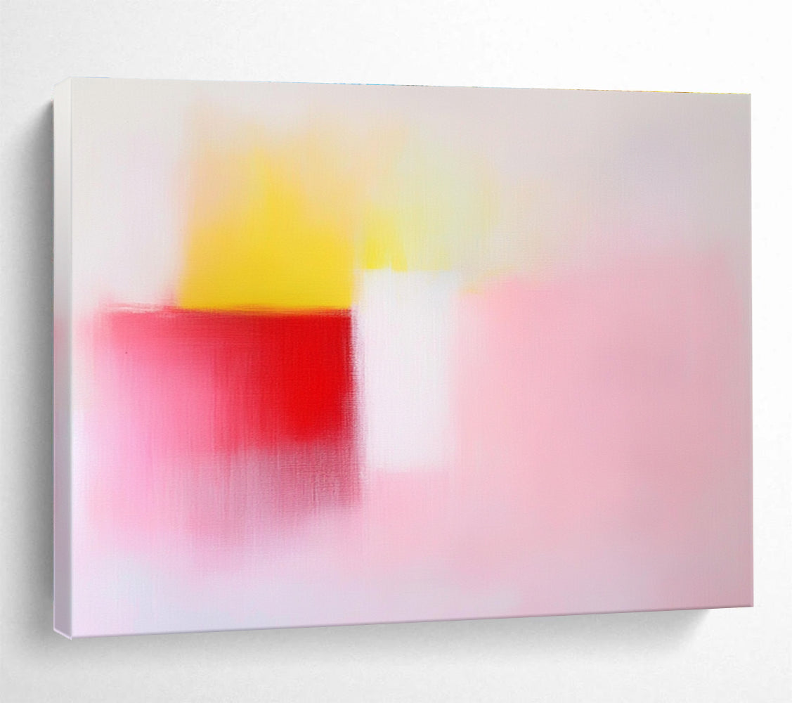 Soft Color Block Abstract Painting with Pink Yellow and Red DYP410