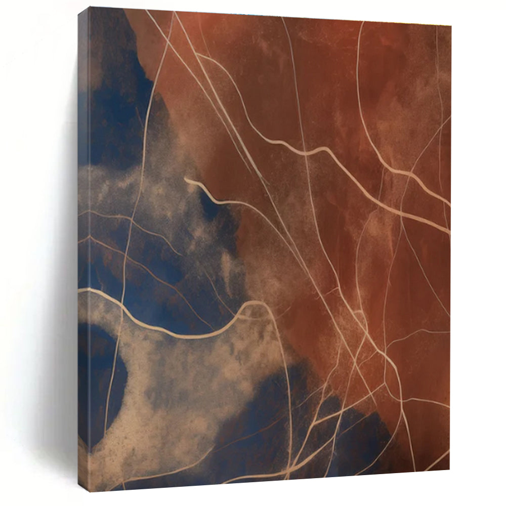 Line - Textured Earth Tones Abstract Painting with Brown and Blue ADGE120