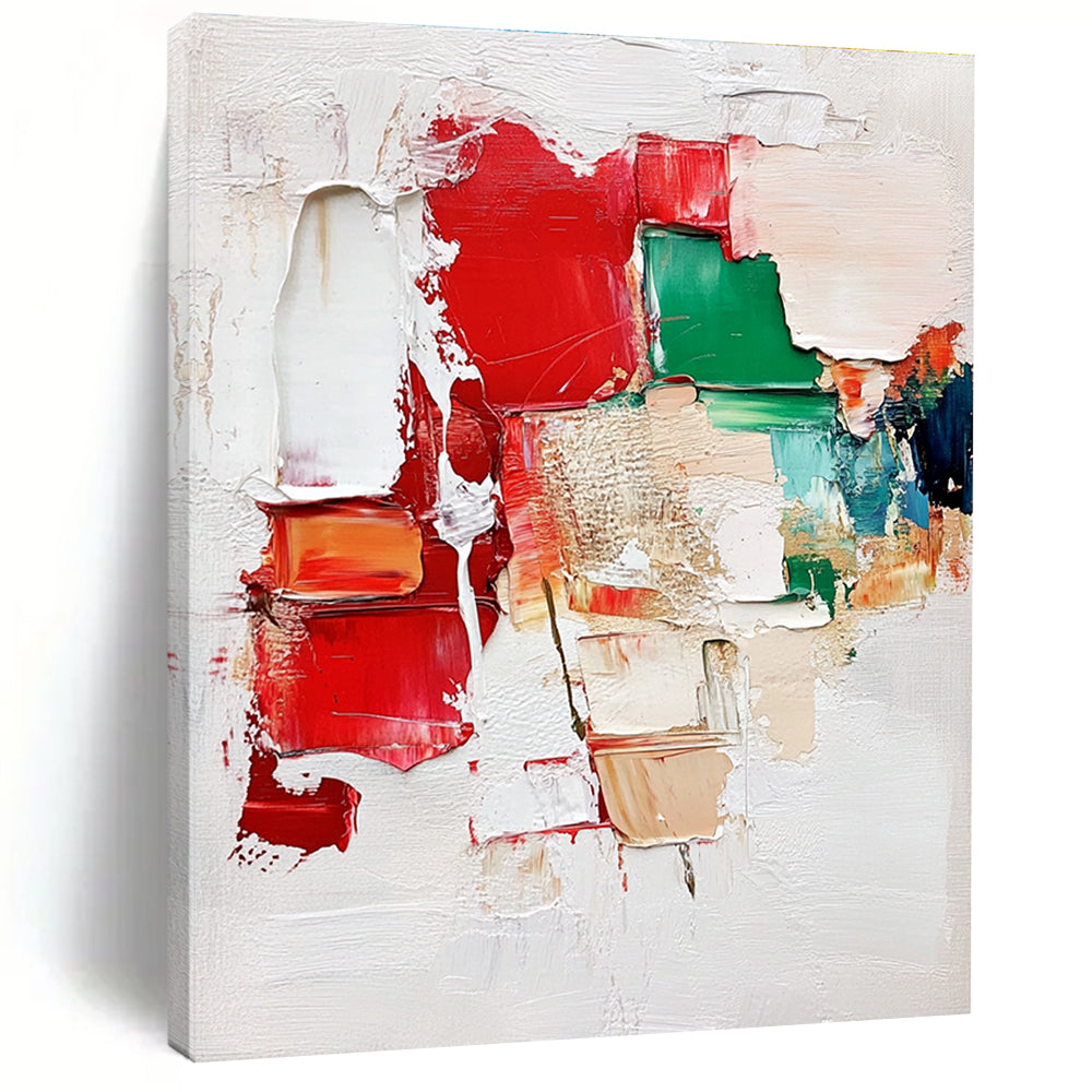 Colorful Patchwork Abstract Painting with Thick Impasto GER589