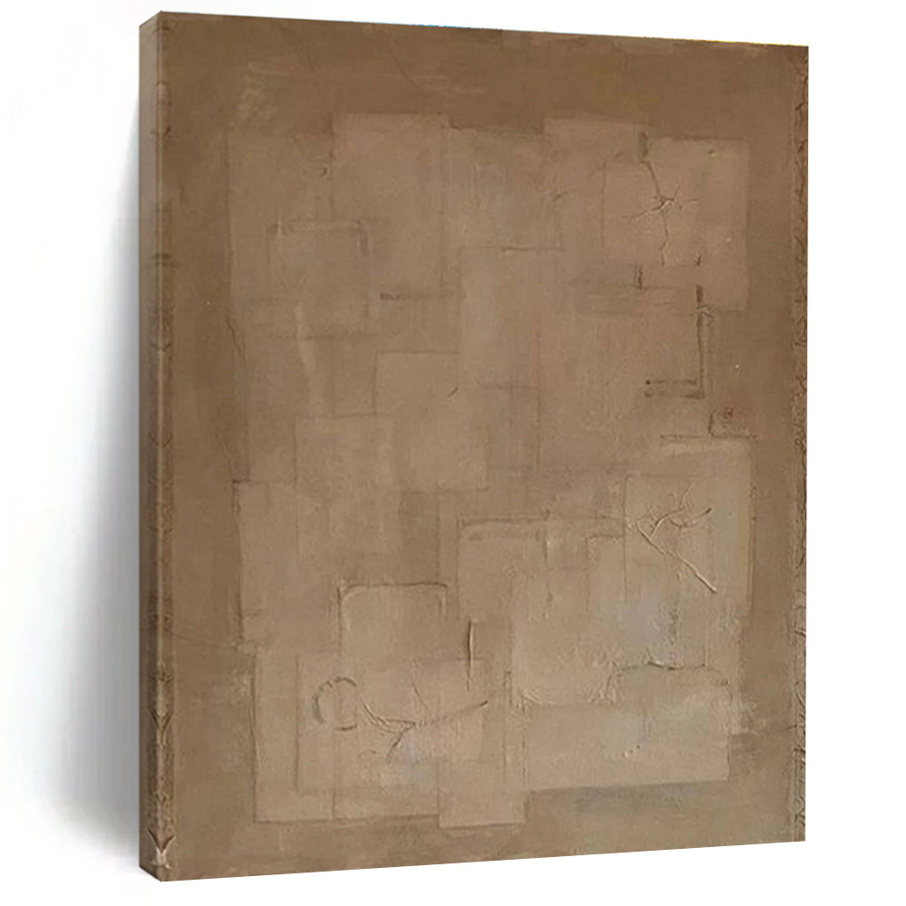 Beige Geometric Abstract Painting with Subtle Textures ADGE334