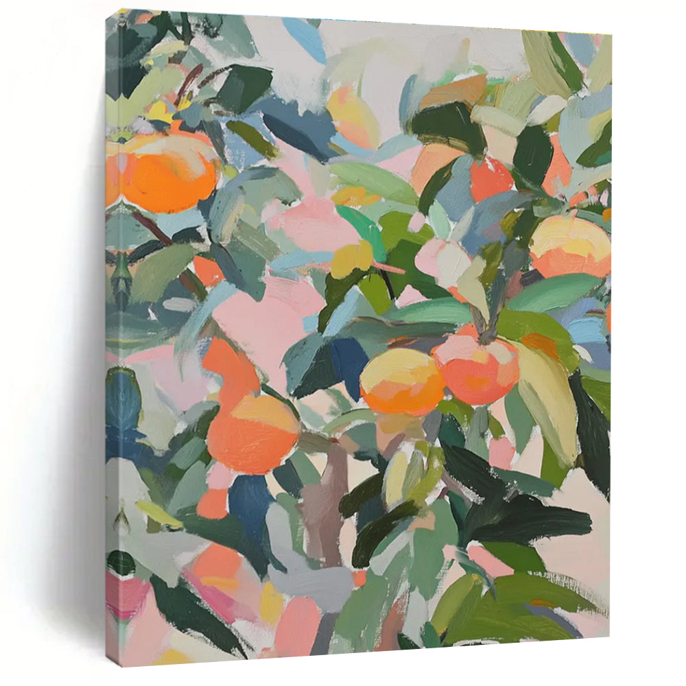 Abstract Orange Tree Painting with Soft Pastel Background ADGE438
