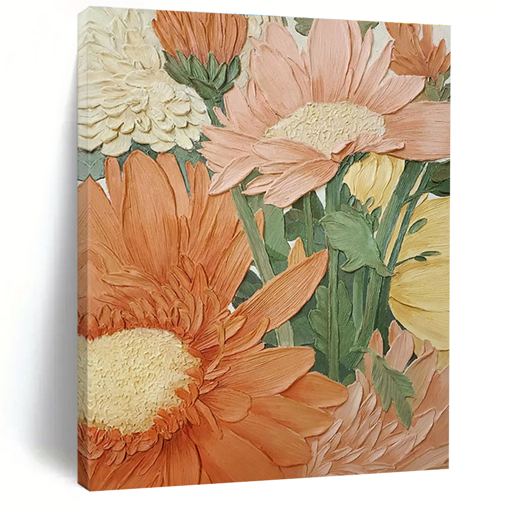 Impasto Floral Abstract Painting with Warm Earthy Tones ADGE423