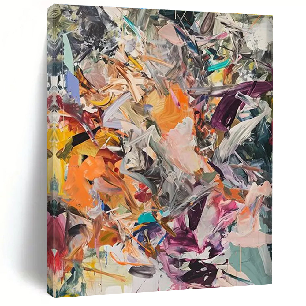 Dynamic Color Fusion Abstract Painting with Energetic Brushstrokes ADGE098