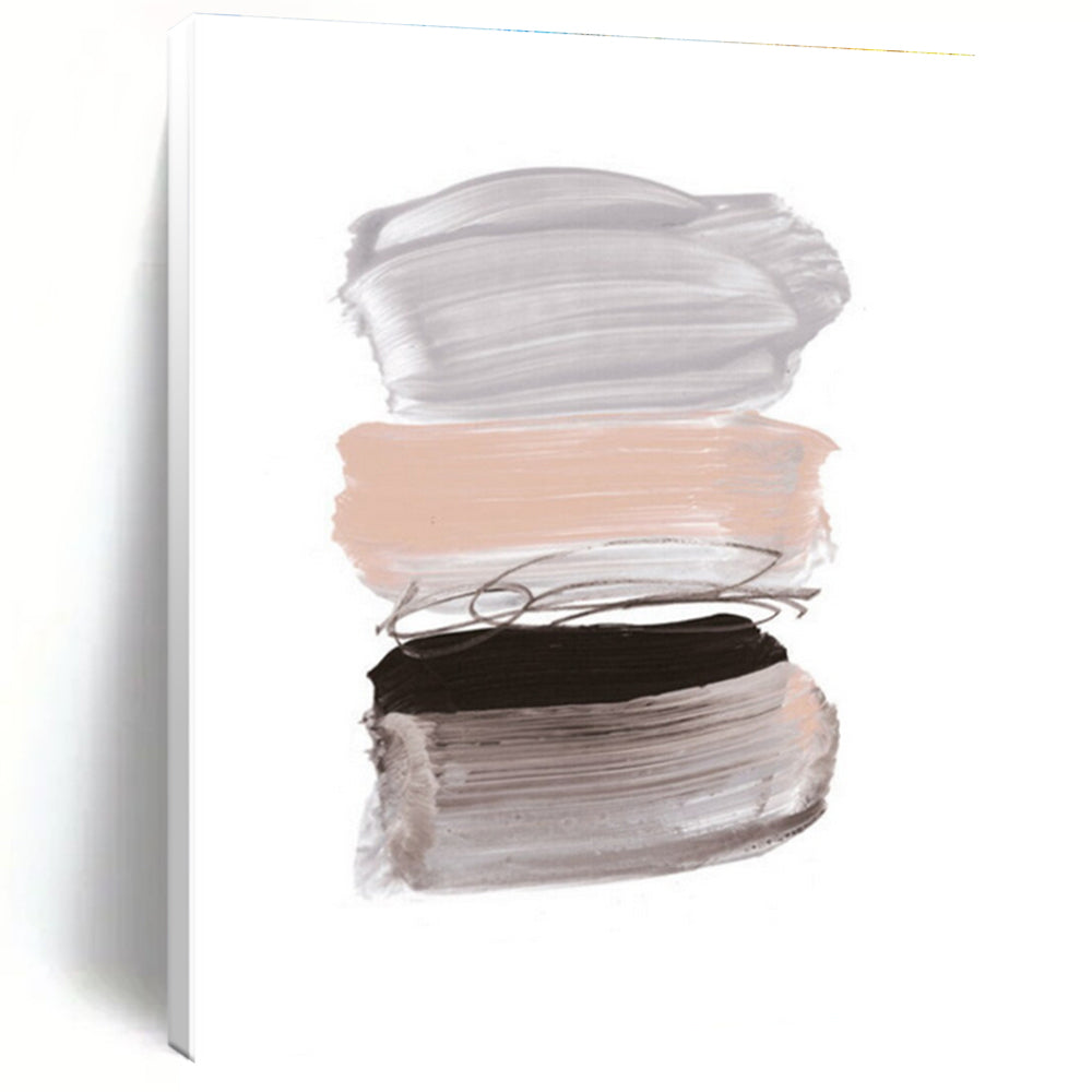 Stacked Brushstrokes in Neutral and Black Abstract Painting ADGE184