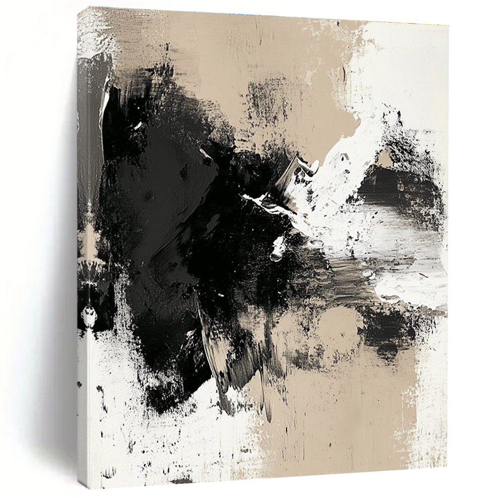 Neutral Tone Abstract with Black White and Beige GER352