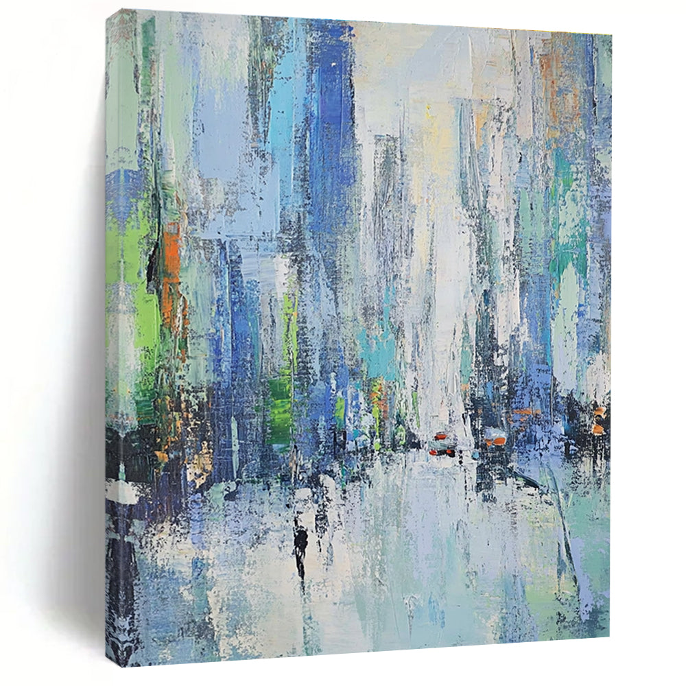 Colorful Cityscape Abstract Painting with Urban Energy GER386