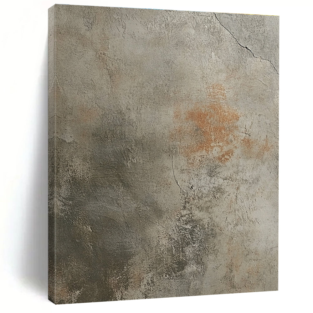 Abstract watercolor illustration blending muted tones on a worn beige concrete floor with a detailed handprint for timeless elegance.STSC1445