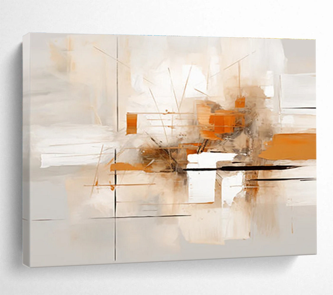 Light Beige and Orange Abstract Painting THY096