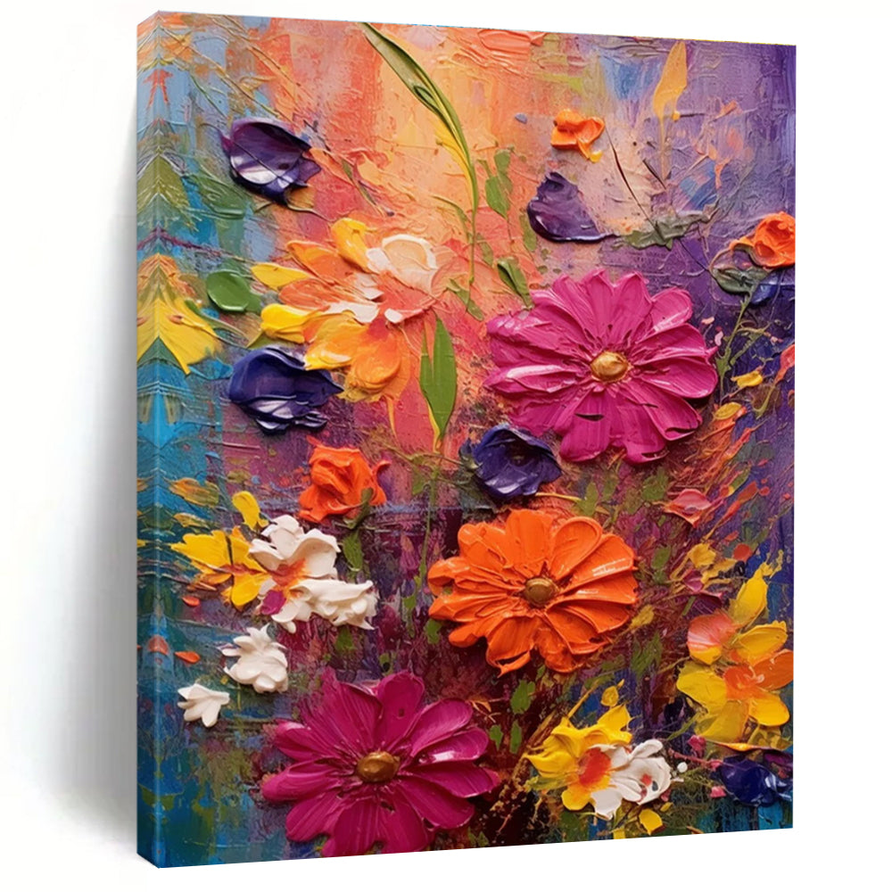 Impasto Floral Abstract Painting with Vivid Colors ADGE430