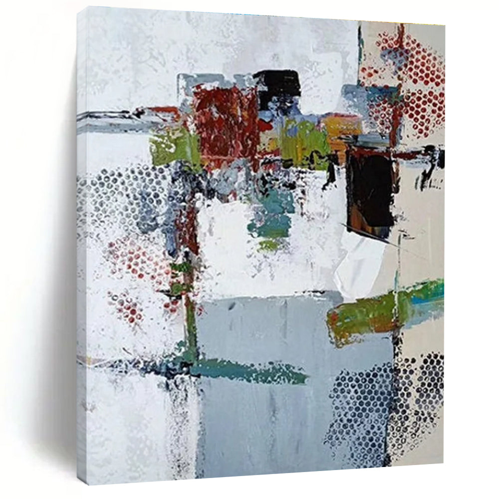 White Red Green Blue Abstract Painting ADGE042
