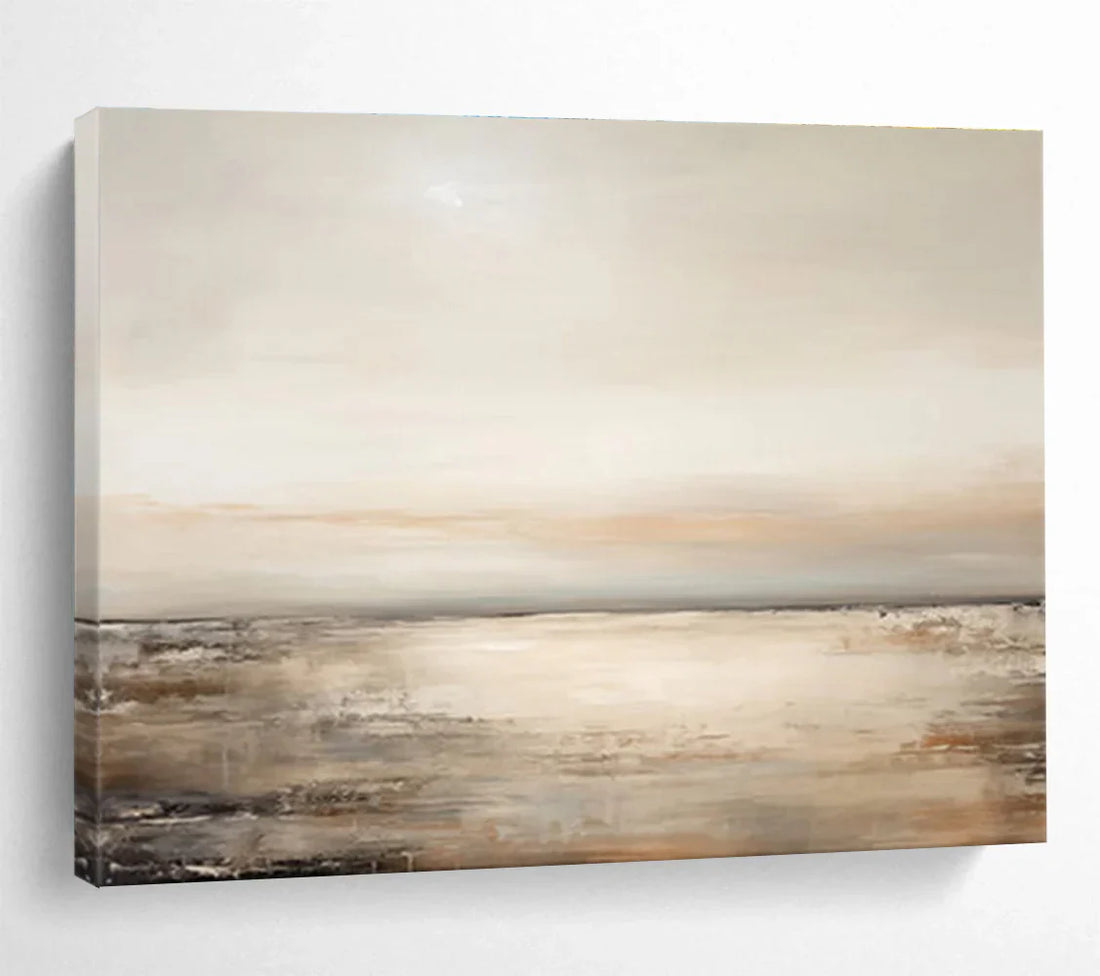 Tranquil Tones - Unveiling the Essence of Neutral Seaside Abstract Painting