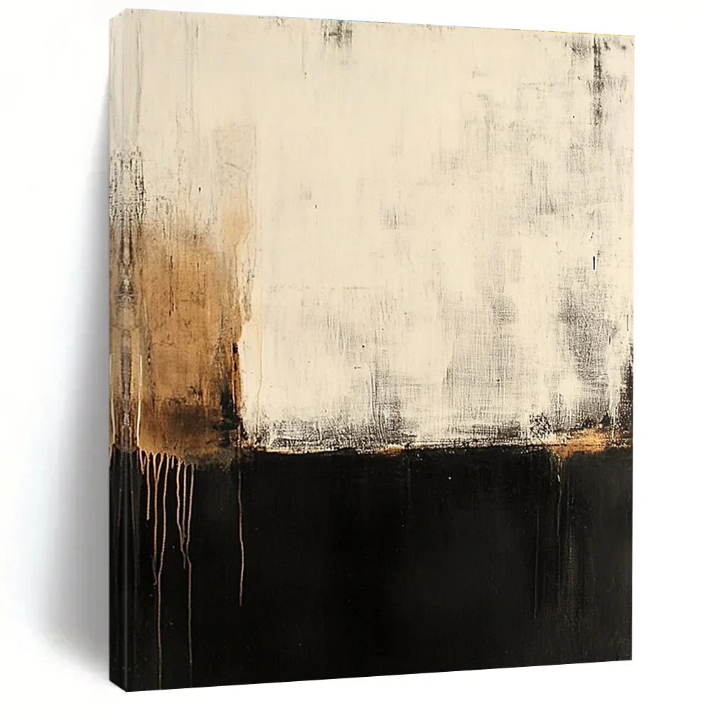 A Contemplative Canvas - Deconstructing a Textured Black, Gray, and Gold Abstract