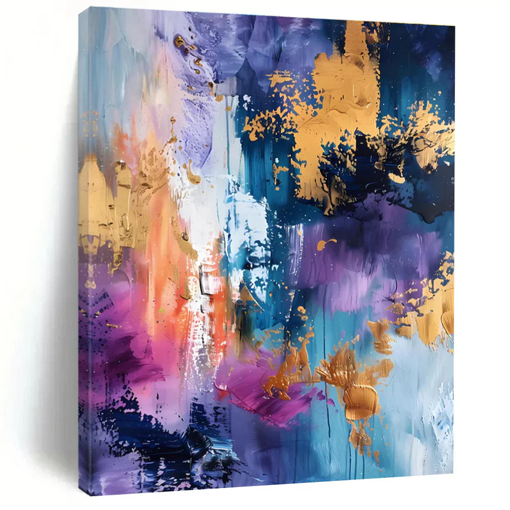 A Celestial Journey - Unpacking a Purple, Blue, and Gold Abstract