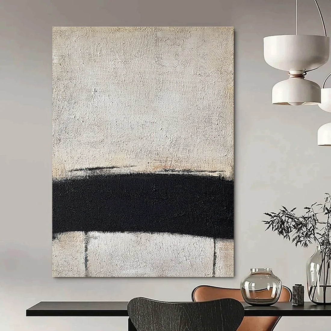 The Quiet Power of a Single Stroke: Reading Black and White Minimalist Abstract Painting ADGE353