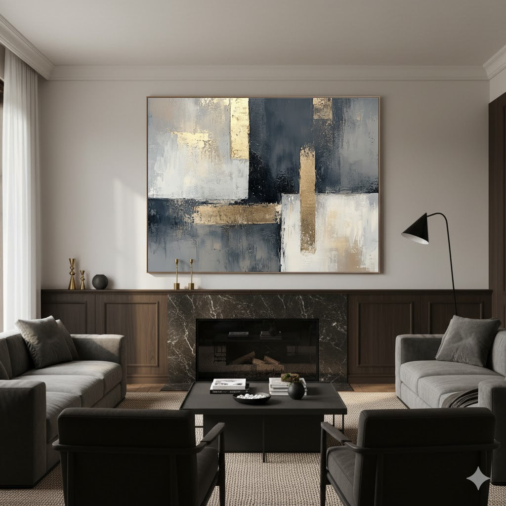 Exploring the Elegance of Gray and Gold: A Deep Dive into the Abstract Painting DYP406