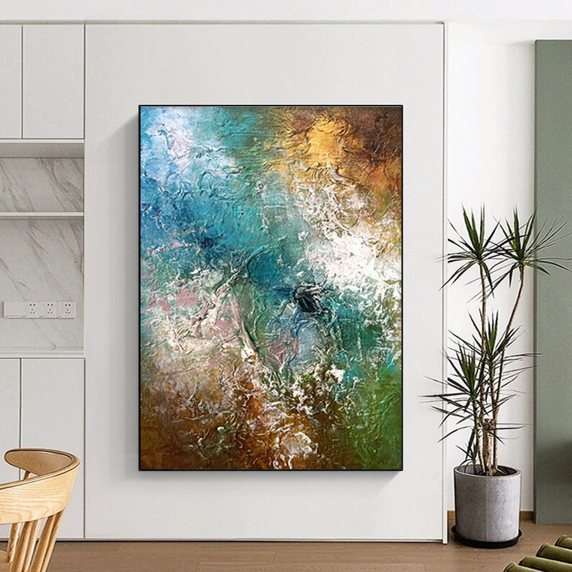 Massive Custom Hand-Painted Abstract Artwork for Podcast Studios  DLZ0006
