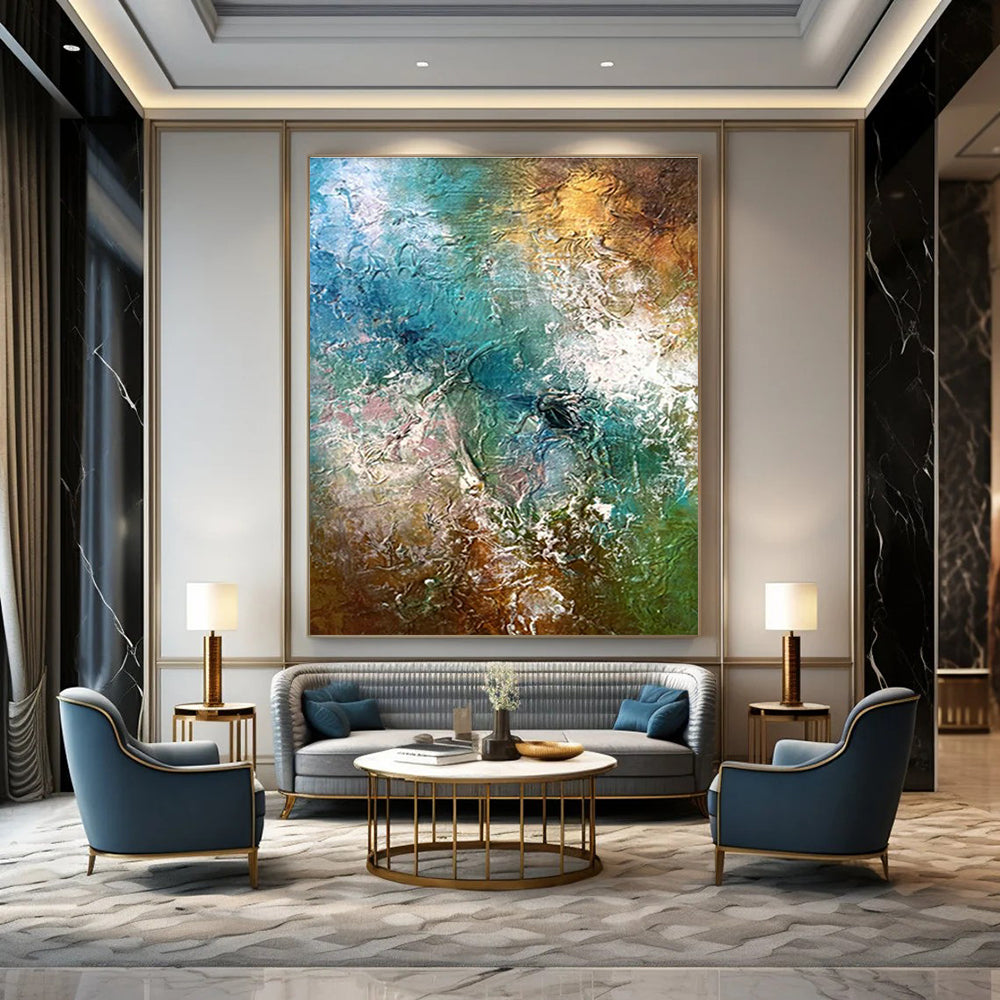 Massive Custom Hand-Painted Abstract Artwork for Podcast Studios  DLZ0006