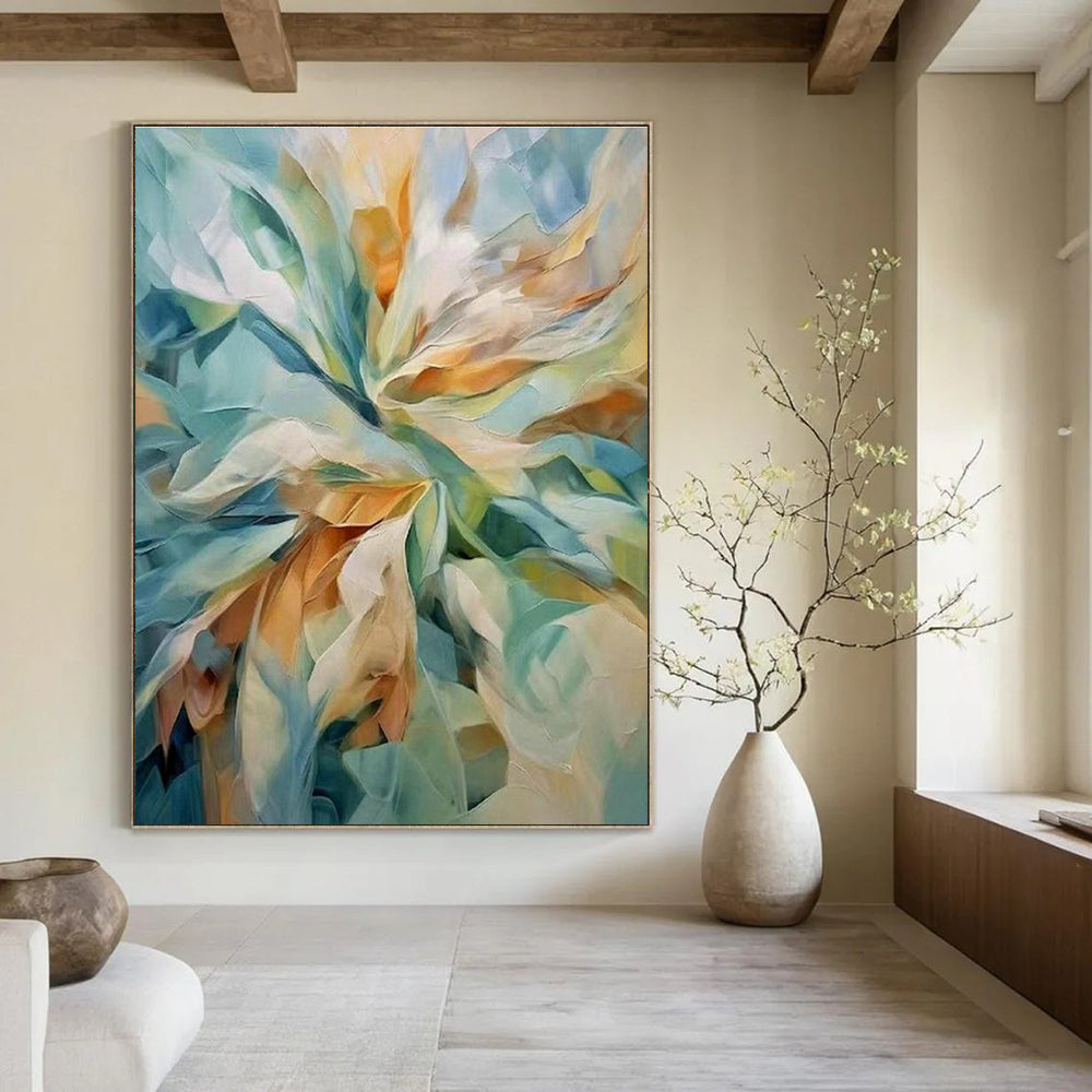 Enormous Custom Hand-Painted Abstract Painting - Artisanal Warmth for Woodworking Workshops  DLZ0279