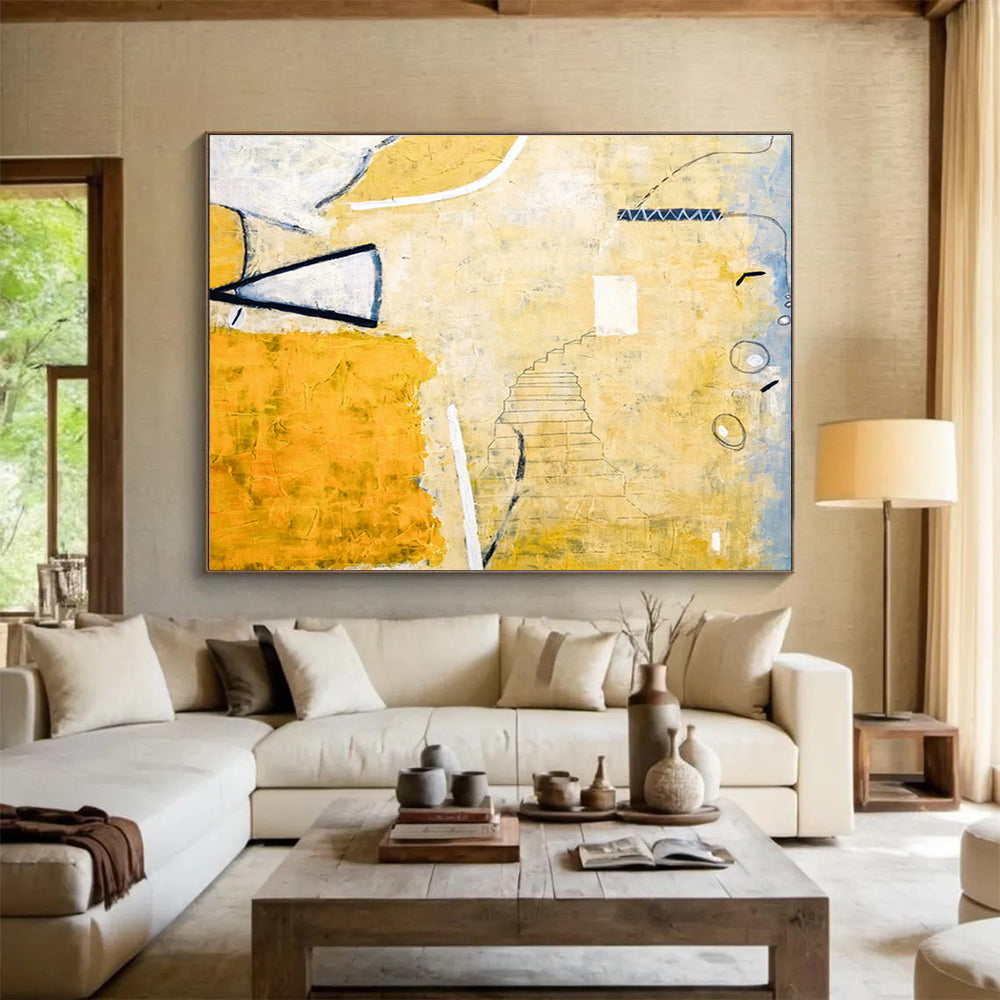 Custom-Made Giant Abstract Hand Painting for Subterranean Data Center Entrance Hall DLZ2946