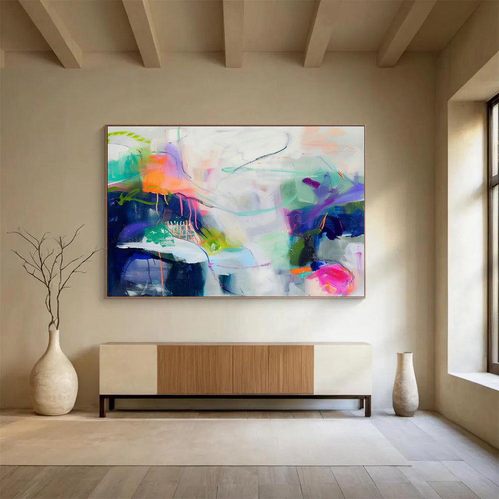 Oversized Custom Abstract Hand Painting for Virtual Event Hosting Platform Operations Room DLZ2880