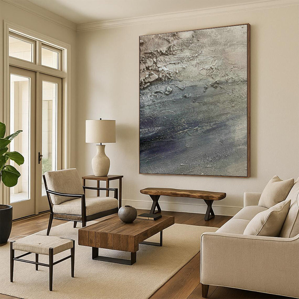 Vast Custom Hand-Painted Abstract Canvas - Cozy Ambiance for Wine Tasting Rooms  DLZ0197