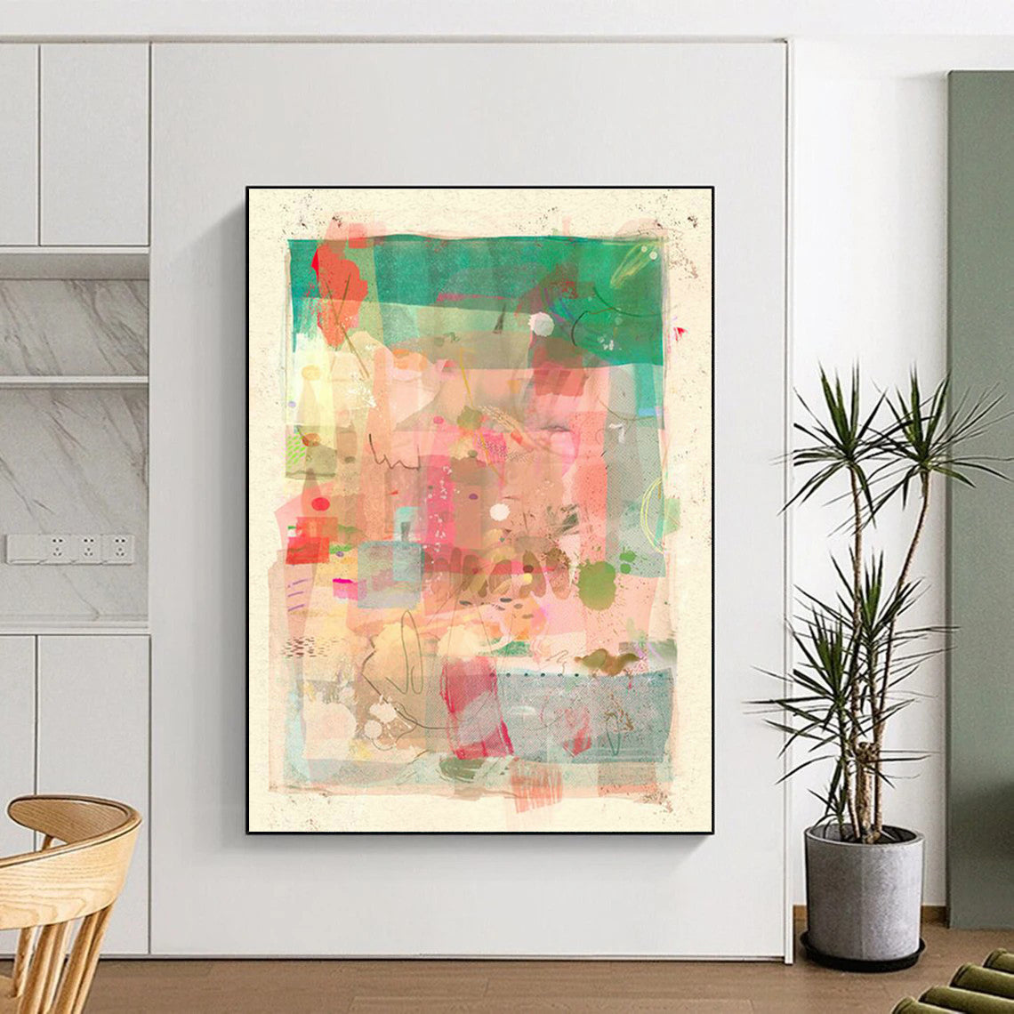 Colossal Custom Hand-Painted Abstract Art for E - waste Recycling Centers  DLZ0097