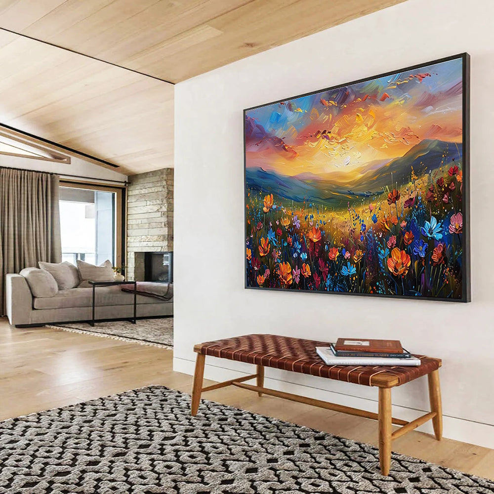Hand-Painted Large Abstract Painting, Bold Colorful Wall Art for Living Room DLZ3221