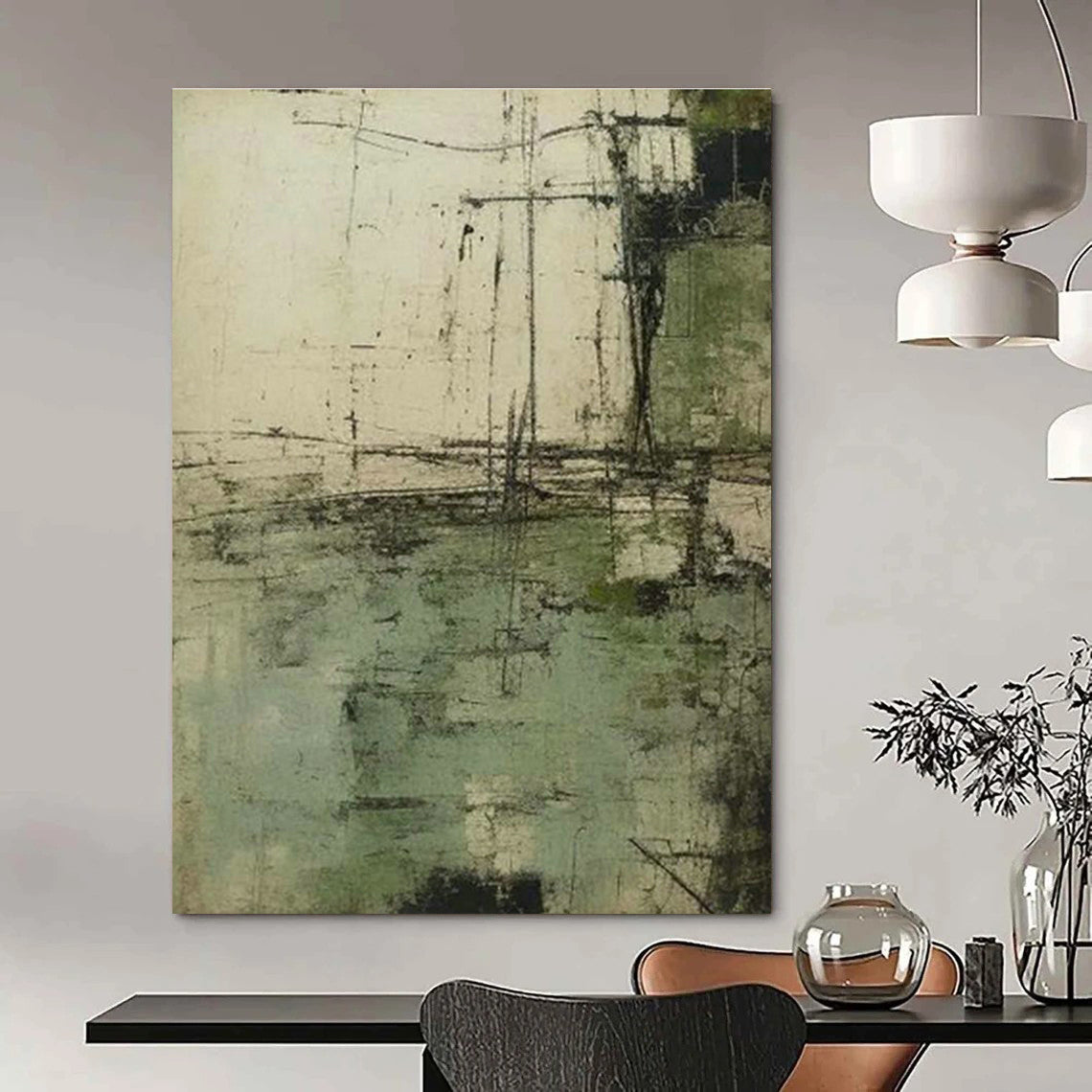 Sprawling Custom Hand-Painted Abstract Canvas - Vintage Charm for Old-Fashioned Barber Shops  DLZ0253