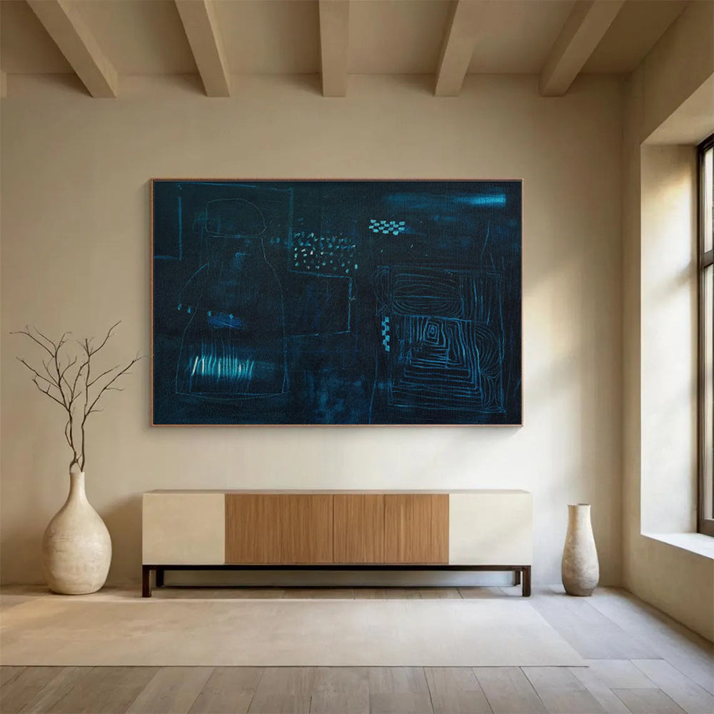 Monochromatic Gradient Custom Hand-Painted Abstract Art with Texture for Bathrooms and Humid Spaces