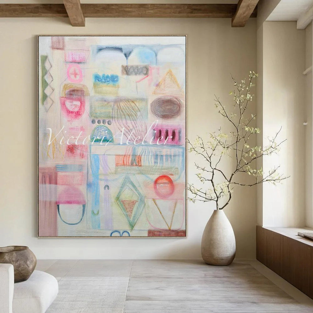 Oversized Custom Hand-Painted Abstract Wall Art for Urban Foraging Workshops  DLZ0091