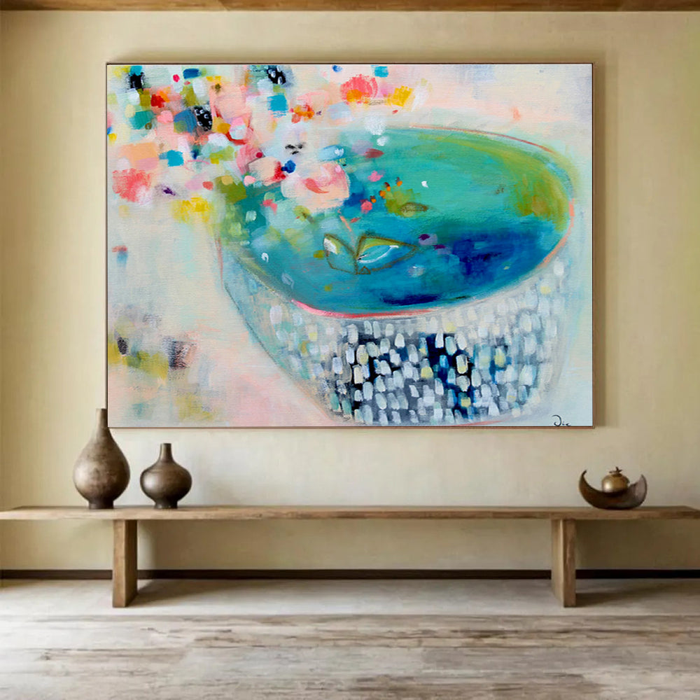 Concrete Base Custom Hand-Painted Abstract for Urban Art Galleries