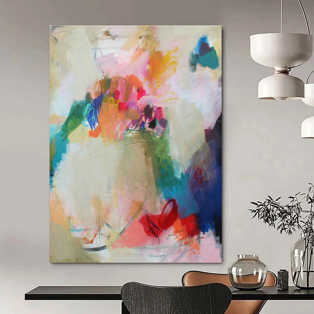 Spacious Custom Hand-Painted Abstract Art - Perfect for Community Centers  DLZ0150