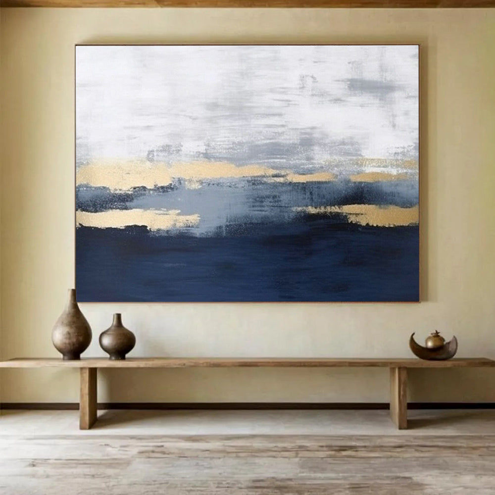 Customized Large Abstract Hand Painting for Subterranean Geothermal Power Plant Waste Heat Utilization Facility DLZ3170