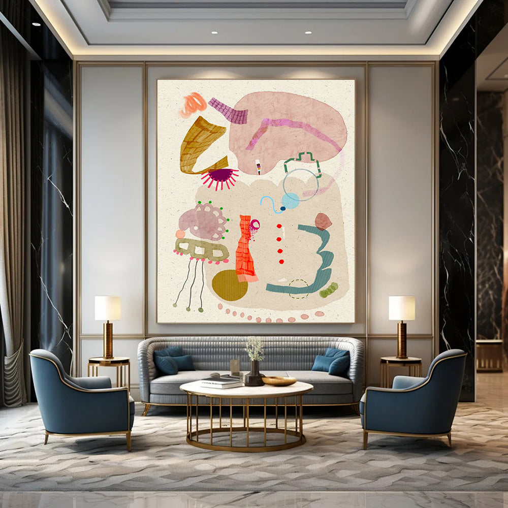 Huge Customizable Handmade Abstract Wall Art for Sustainable Fashion Boutiques  DLZ0078