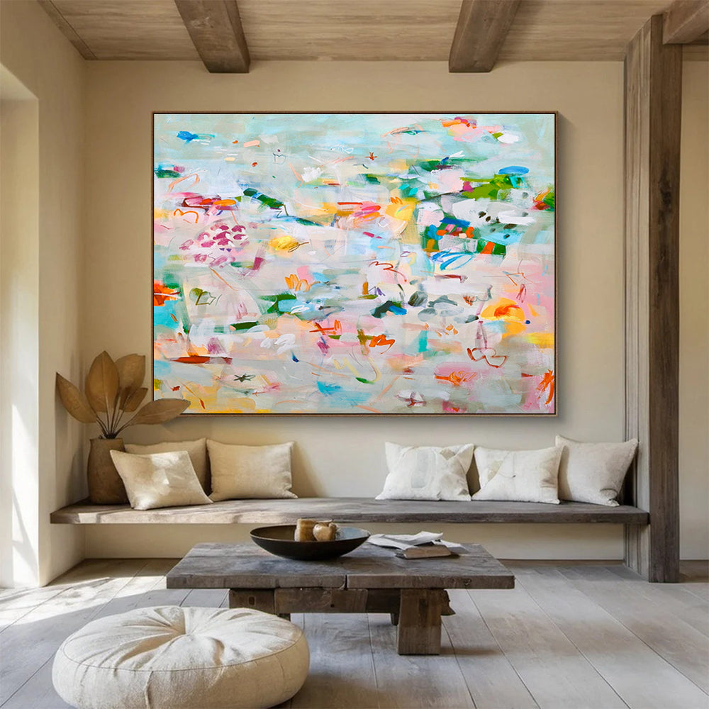 Industrial Pipe Frame Custom Hand-Painted Abstract Art for Lofts and Industrial Spaces