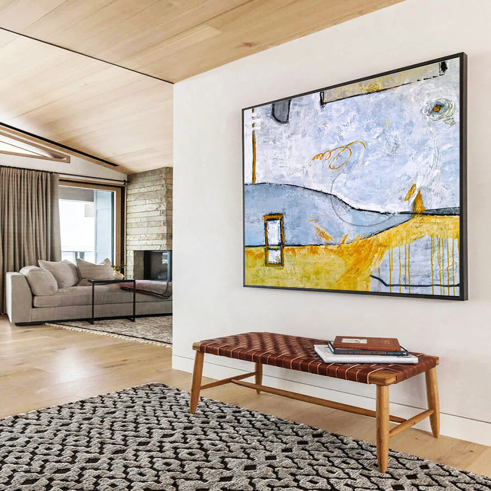 Oversized Custom Abstract Hand Painting for Desert Oasis Date Palm Farm Office DLZ2947