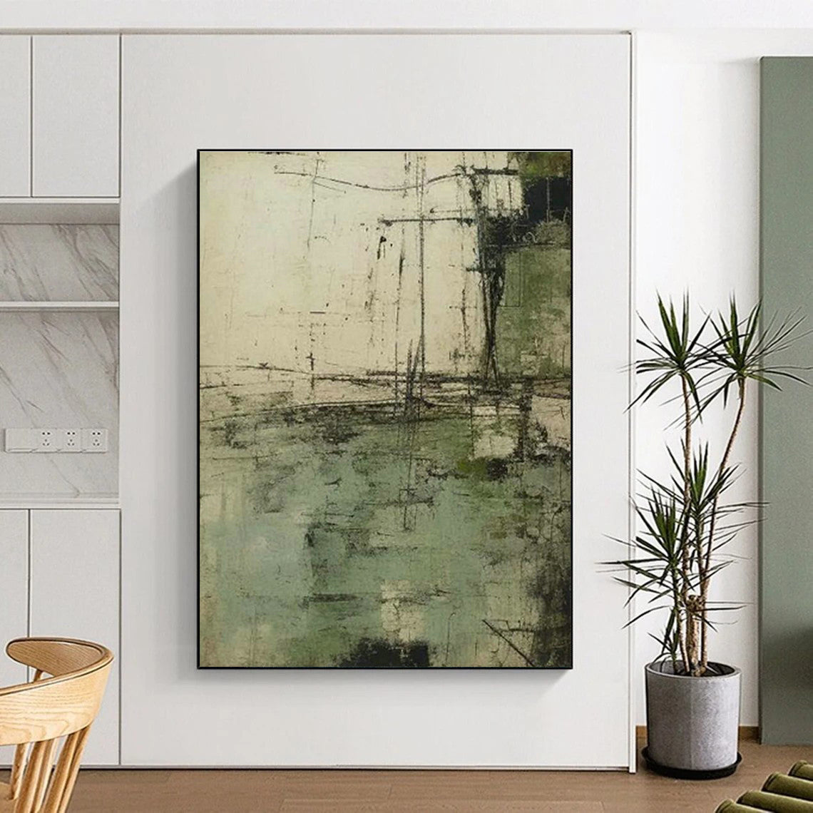 Sprawling Custom Hand-Painted Abstract Canvas - Vintage Charm for Old-Fashioned Barber Shops  DLZ0253