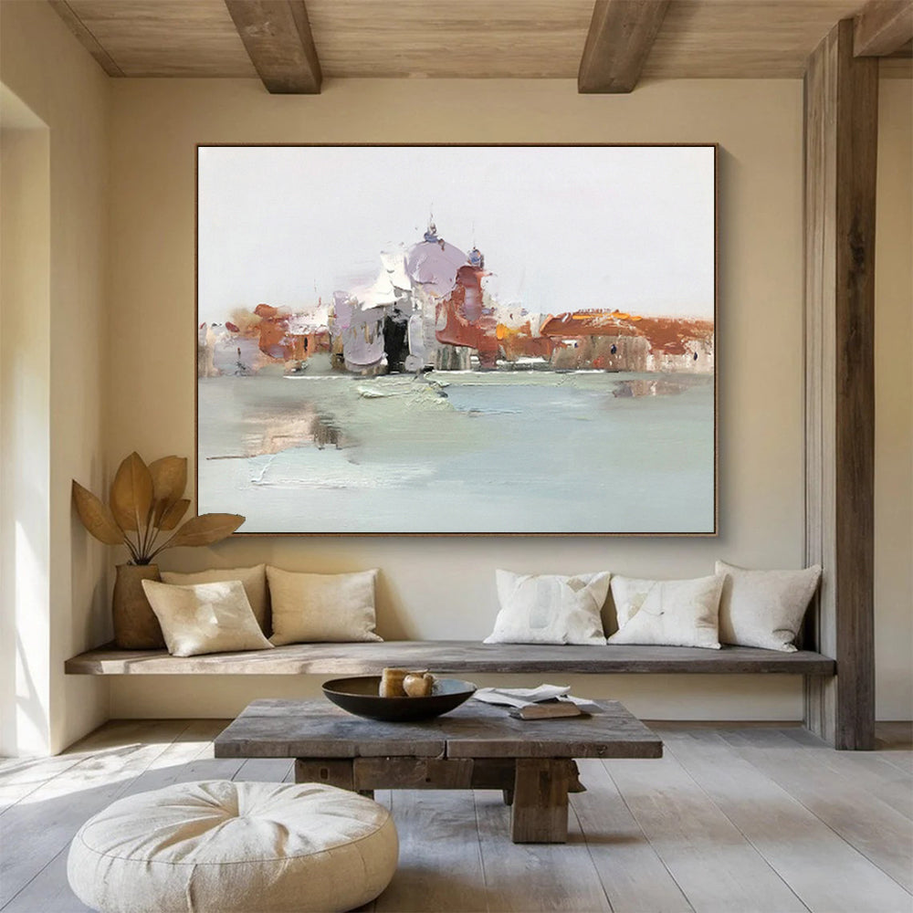 Oversized Custom Abstract Hand Painting for Arctic Freshwater Fish Migration Research Station DLZ3017