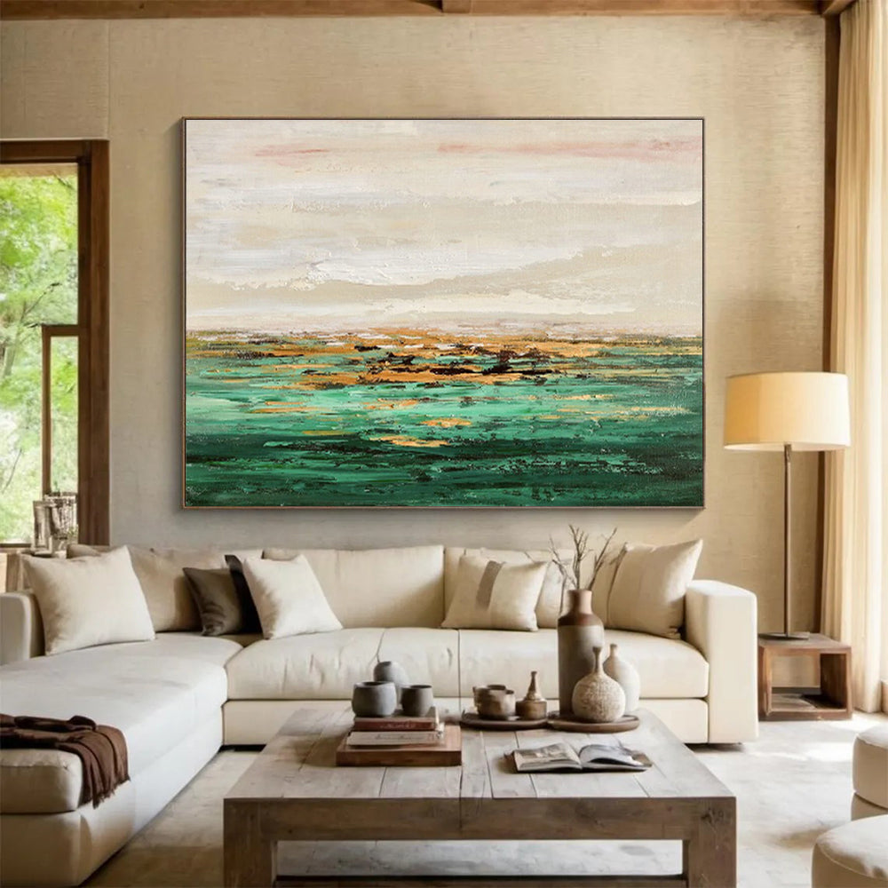 Large-Size Custom Abstract Hand Painting for Urban Rooftop Solar Farm Operations Office DLZ3028