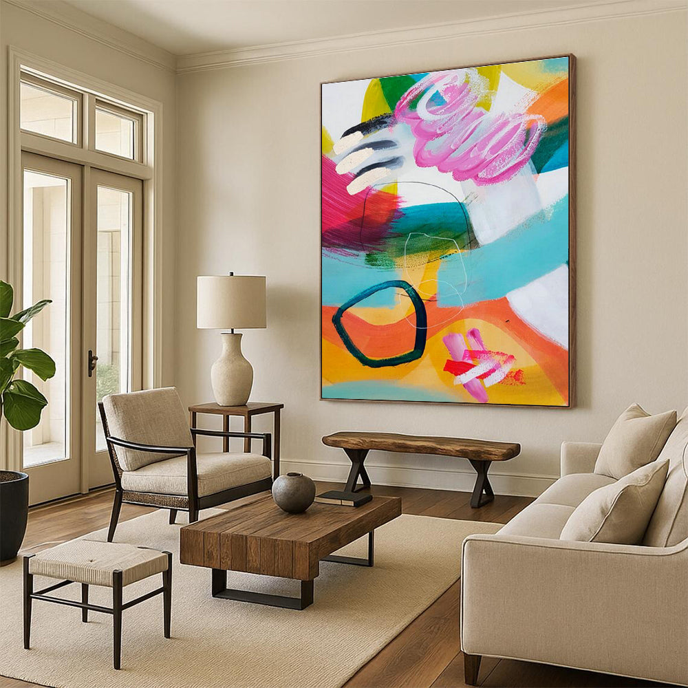 Gigantic Custom Hand-Painted Abstract Canvas for Urban Bird - Watching Hubs  DLZ0099